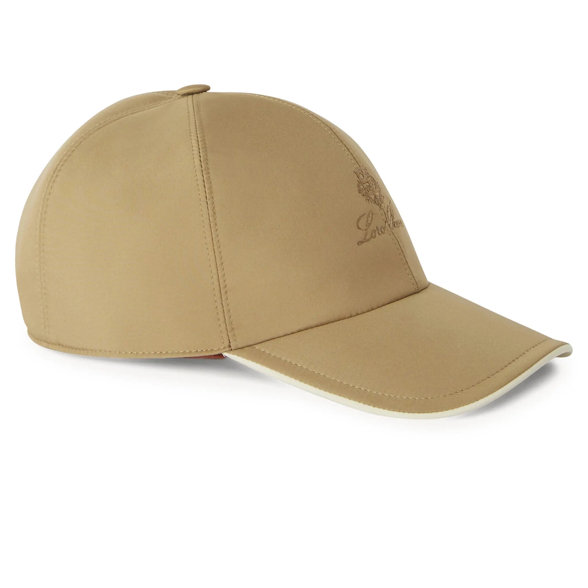Front Side View of Loro Piana Microfibre Storm System Light Woodsmoke Ivory Baseball Cap FAP9958_B3FE